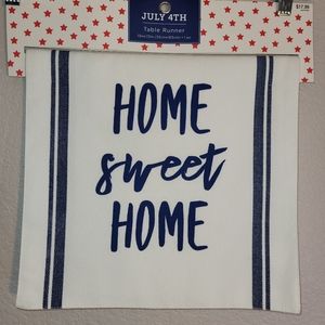 JULY 4TH TABLE RUNNER WHITE BLUE 13 X 72 INCHES HOME SWEET HOME SET cott…